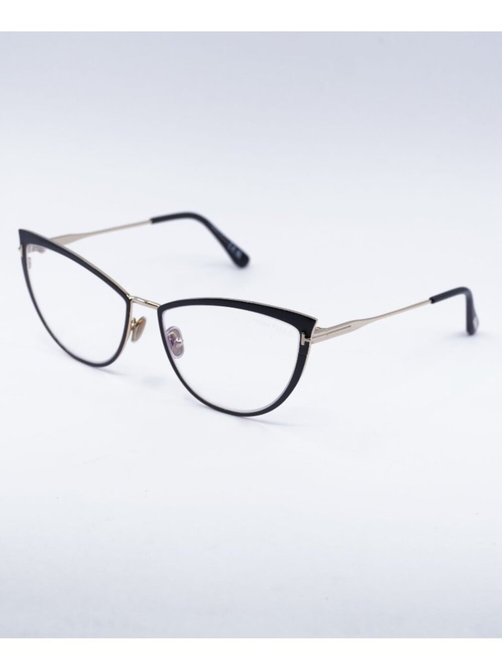 Tom Ford FT5877-B 001 Eyeglasses Black/Gold 56mm Cat Eye Frame, Blue Light Block
